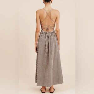 Gianni Bini Black and White Gingham Crisscross Back Maxi Dress